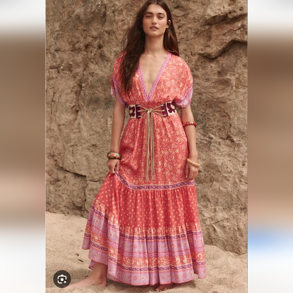 SPELL Sunshine Bandit Gown in Cayenne Size XS